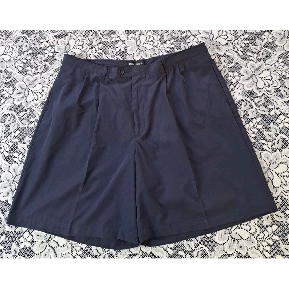Brandini Shorts Men's Size 42 Blue Pleated Front Pockets‎ Polyester Nylon Blend